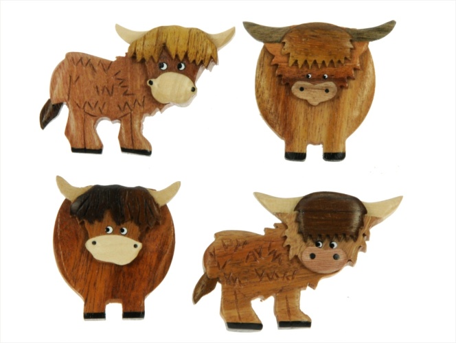 5043S : Highland Cow Magnets Mix (Pack Size 36) Price Breaks Available